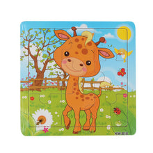 Load image into Gallery viewer, Cute Animals Wooden Educational Jigsaw Toys For Chidlren Kids Education And Learning Puzzles Toys for Girls Boys 9 PCS Or 16 PCS