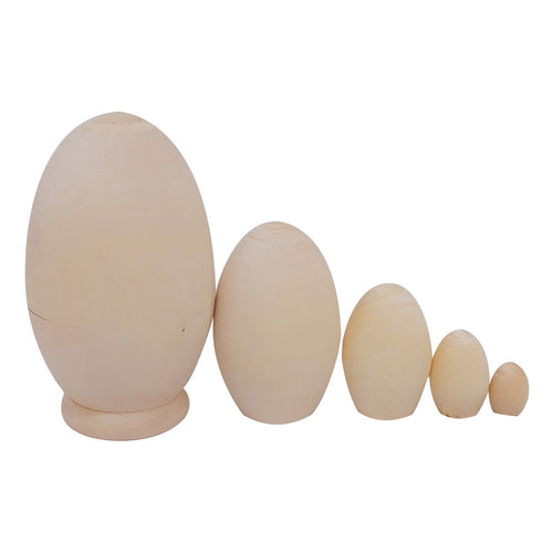 5Pcs Unpainted Matryoshka Doll DIY Blank Wooden Embryos Russian Nesting Dolls Matryoshka Toy Gift